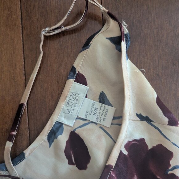 LA SENZA ROSE PRINT VINTAGE SILKY SATIN SLIP DRESS - Picture 2 of 2